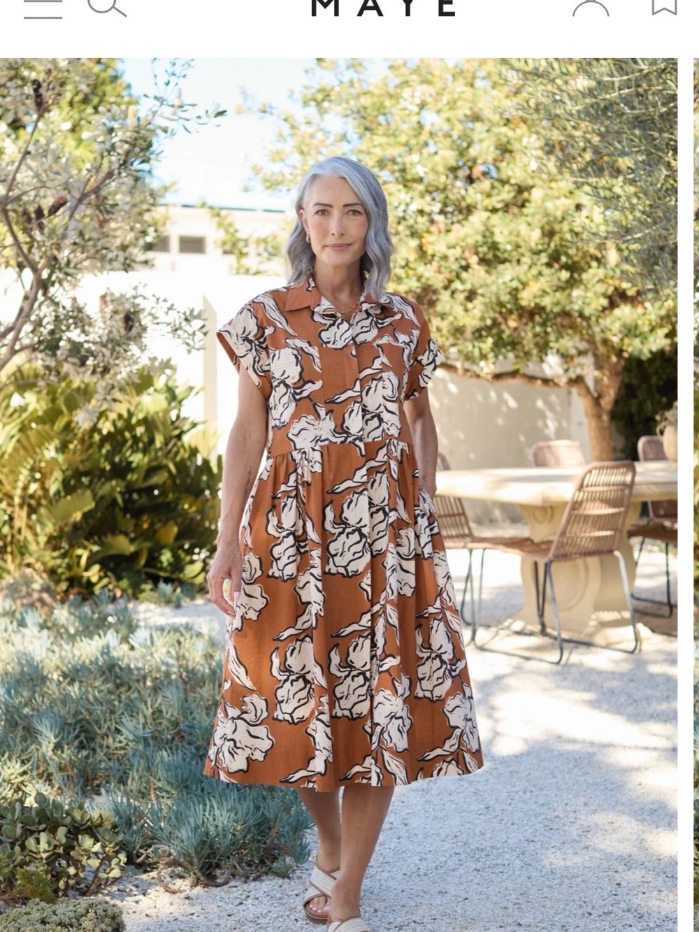 Maye Rust Floral Button-Front Midi Dress